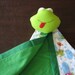 Security Blanket - green and white flannel - Puddle Frog - Clearance