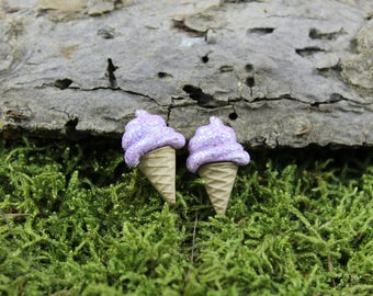 Earrings "Purple Glitter Ice Cream"