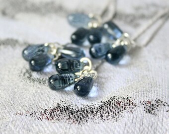 cluster earrings blue-gray teardrop earrings gift wife sterling silver light blue purple jewelry elegant statement gray пя139