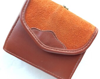 Vintage Wallet - Burnt Orange Trifold Wallet - Vintage 1960s Wallet by RGA - Umber Faux Suede Women's Wallet - NWT - 1960s Women's Fashion