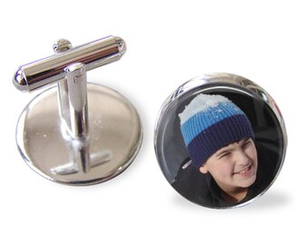 Custom Photo Cuff links -Personalized for Dad or Wedding - Men's Keepsake - Father's Day, Wedding, Groom