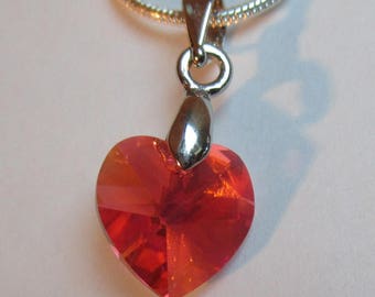 ♥ Lovely ♥ Padparadscha AB 10.3 x 10 mm Swarovski Crystal heart pendant