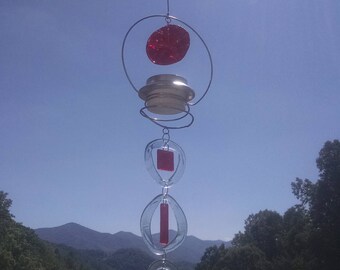 Solar LED light on Glass Wind Chime. Suncatcher, Windchime, 37
