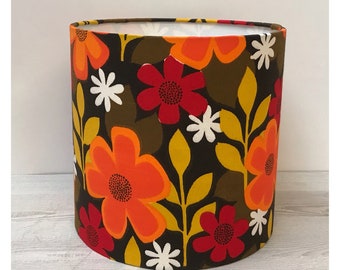 Vintage Retro 60s 70s Floral Fabric Lamp Shade