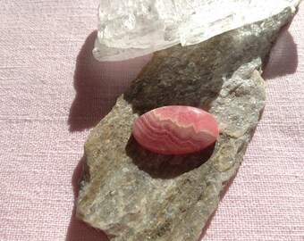 Patterned Rhodochrosite Oval Cabochon
