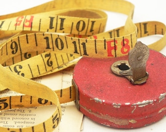 Vintage Walsco 25ft Cloth Tape Measure Repurpose Assemblage Altered Art Scrapbook Sewing Craft Supply