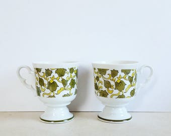 Green 1960's Pedestal Mug Pair