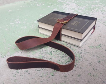 Scholar Leather Book Belt with Brass Hardware