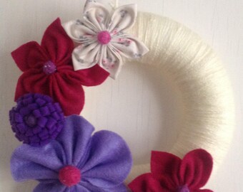 Handsewn felt flower garland wreath