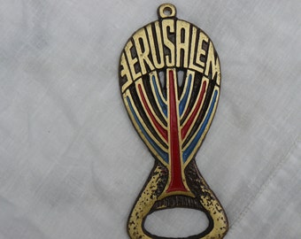 Bottle opener brass Jerusalem menorah