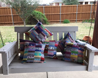 Upcycled Fabric Scrap Throw Pillow
