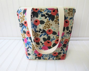 Insulated Lunch Tote - Floral Lunch Bag - Deluxe Lunch Tote - Lunch Tote Bag - Large Lunch Tote - Gift for Her - Floral Lunch Tote