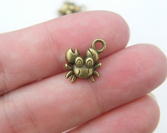 10 Crab charms antique bronze tone BC38