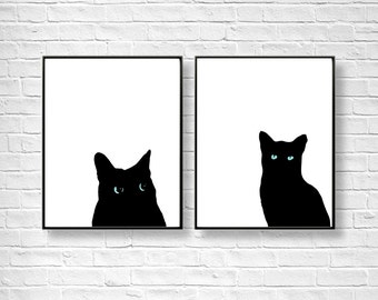 Black cat decor | Etsy