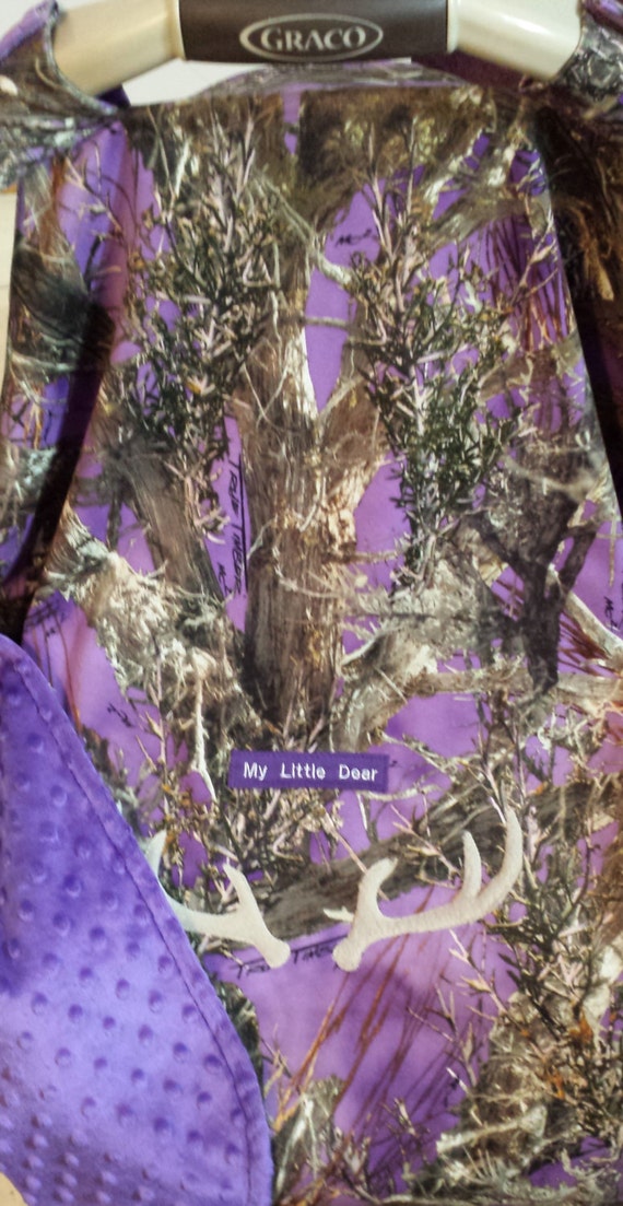 Car Seat Canopy Cover True Timber Purple Camo Baby Faux Suede