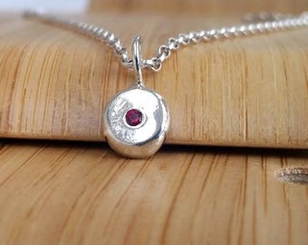 Ruby set pebble pendant