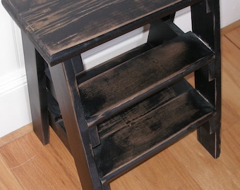 Step adder, stool, black, distressed, gift idea