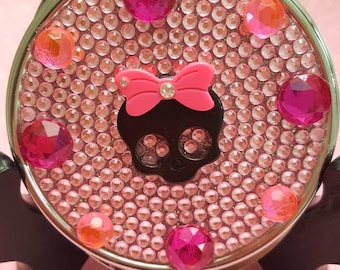Hot Pink Candy Skull Compact purse mirror