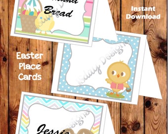 Easter Name Card; Easter Place Card; Easter Scavenger Hunt; Easter Basket Hunt; Easter Bunny; Food Tent Card; Clue Card; Easter chick