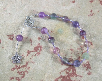 Hypnos Pocket Prayer Beads in Clear and Purple Fluorite: Greek God of Sleep
