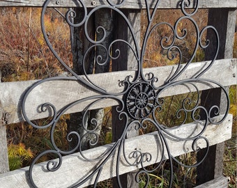 30" Large Metal Wall Art Black Wall Art Black wall decor Metal Headboard Wrought Iron Wall decor Wrought Iron Wall Art Metal Wall Decor