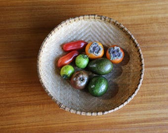 Bamboo Winnowing Basket // 2 tone weave