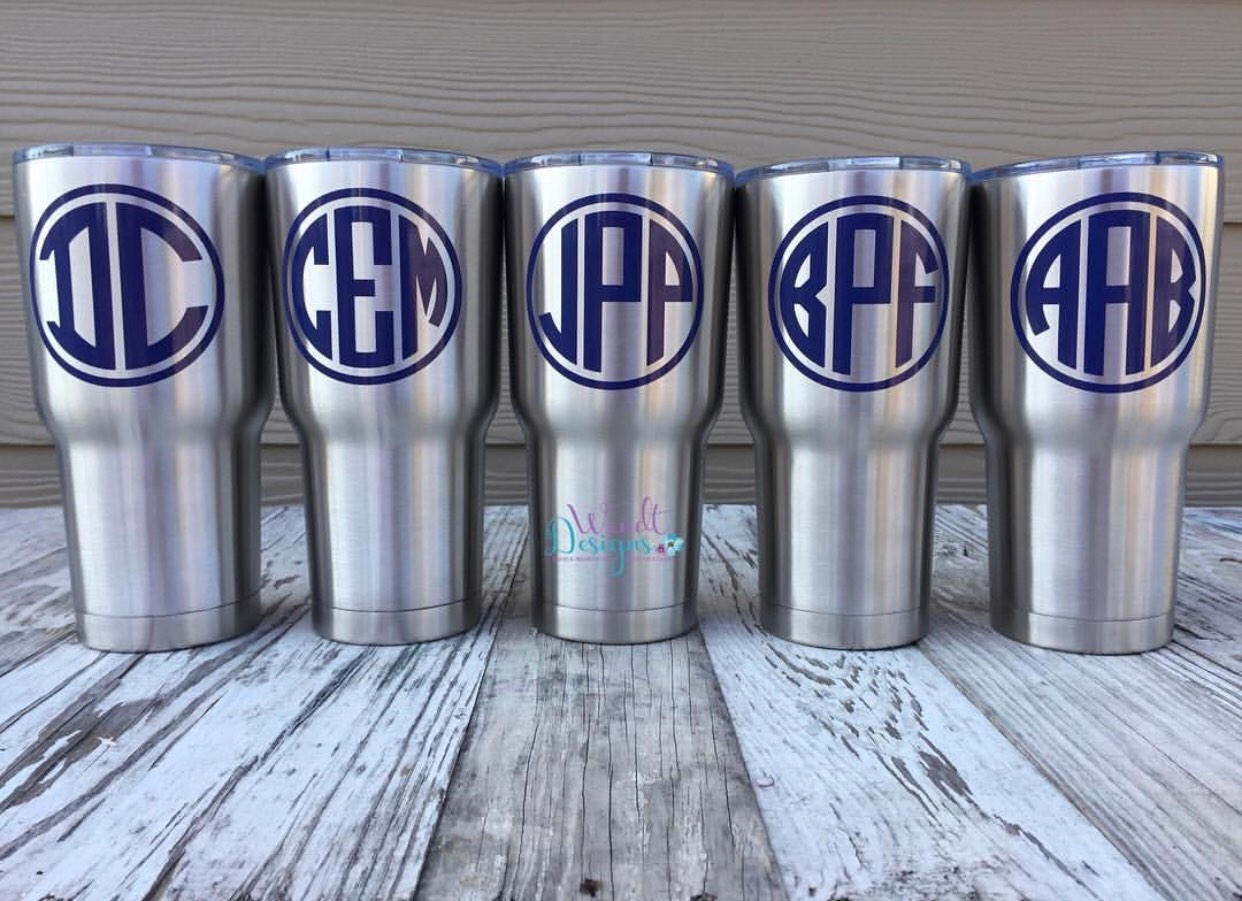 Tumbler WITH Vinyl Decal Powder Coated Stainless Steel