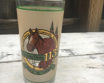 Vintage 1987 Kentucky Derby 113 glass, Churchill Downs Louisville Kentucky, Vintage drinking glass, vintage collectible kitchenwares