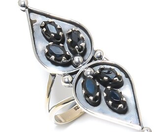 Black Spinel 925 Sterling Silver Ring Size 9