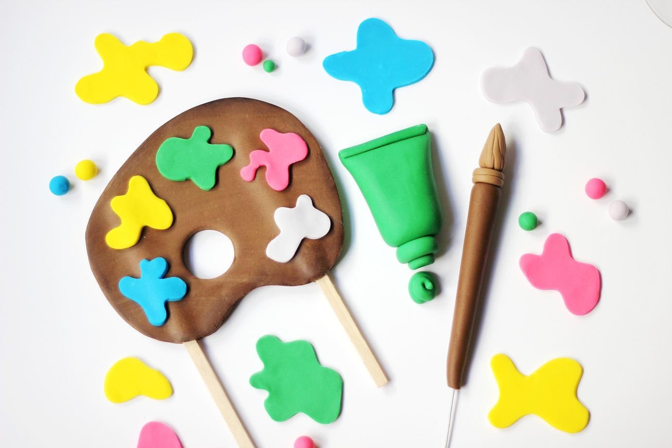 Fondant Paint Palette Cake Topper Set Painting Cake Topper