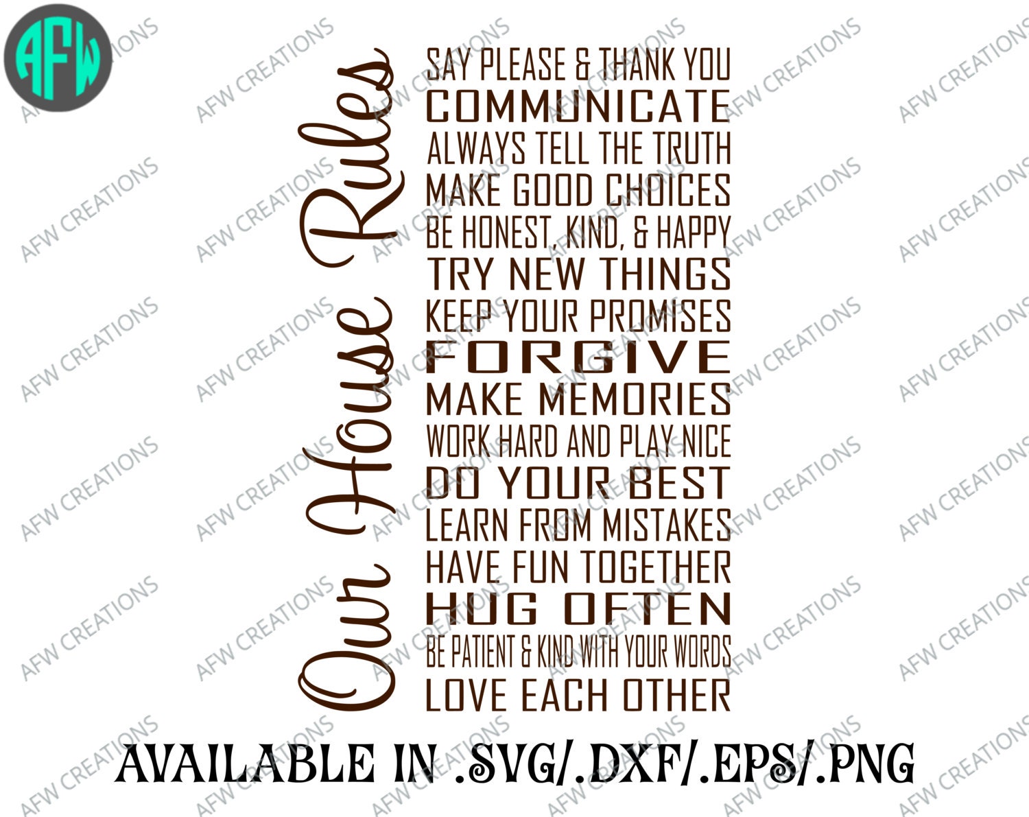 Download Digital Cut File Our House Rules Vinyl Cutting File SVG