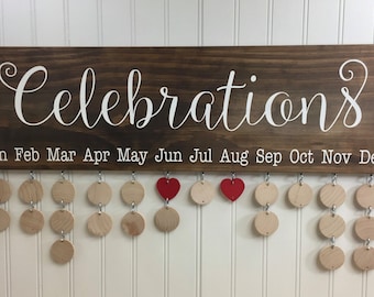 Family Celebrations Board with Natural Discs - Family Calendar - CB002N