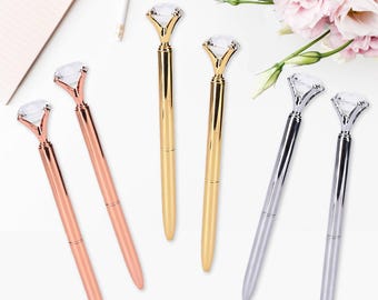 Diamond Pens - Rose Gold Pen - Stationary - Wedding Guest Book Pen - Chic Decor - Planner Pen - Pen Gifts - Bride Gifts - Wedding Gifts