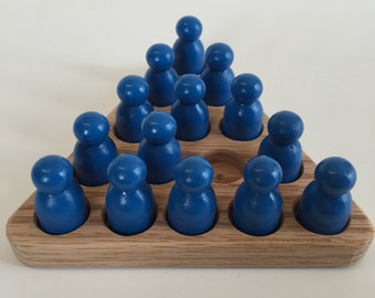 Triangle Game Toy. Wooden Toy Jumping Game. Wooden Puzzle.