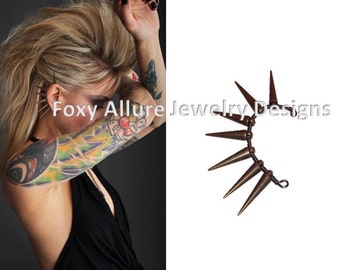 Ear Cuff, Metal Ear Cuff, Ear cuff, Brass Spiked Ear Cuff, Brass Ear Cuff,Spiked Ear Cuff