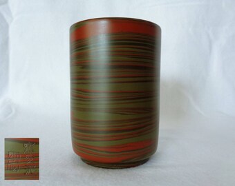 1399:Yunomi tea cup ,Fine Japanese Tokoname-yaki Studio pottery Nerikomi(marbled)Yunomi tea cup glazed inside,Rare,marked,hand made in Japan