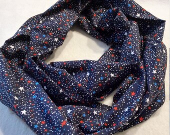 Red, White and Blue USA military cotton infinity scarf, 4th of July, patriotic, MIA, POW