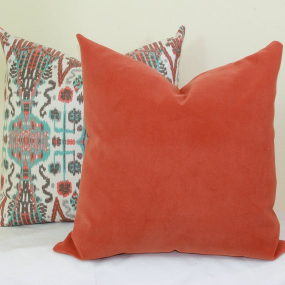 Coral velvet pillow cover 16x16 18x18 20x20 22x22 24x24 26x26