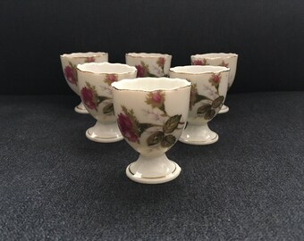 Set of Six Floral Porcelain Egg Cups