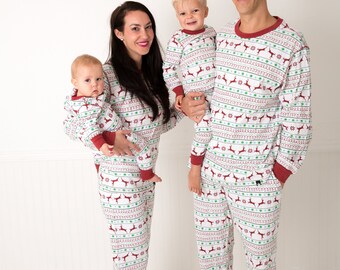 Holiday Family Matching Pajamas Red & Green Nordic | Matching set | Christmas Jammies | Holiday PJs | Adult | Men | Women | Kids | Baby