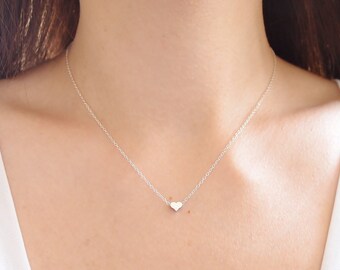 Tiny Heart Necklace, Sterling Silver Heart Necklace, Simple Delicate Necklace, Dainty Necklace, Everyday Jewelry, Bridesmaid Gift