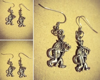 Devil earrings, silver earrings, devil charms
