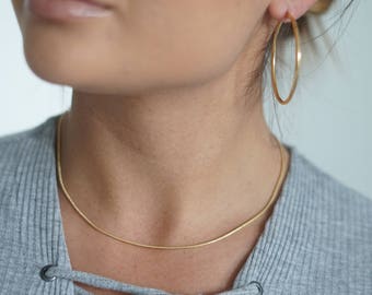 Plain Snake Chain Necklace, 18K Gold Filled Chain, Thin cable chain necklace, Dainty Gold fill chain necklace, Gold Layering necklace chain