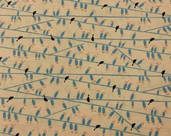 Cloud 9 Certified Organic Floral Print Cotton Fabric Water Land by Jessica Nielsen Bells - 1 Yard - Fabric by Yard / Printed Organic