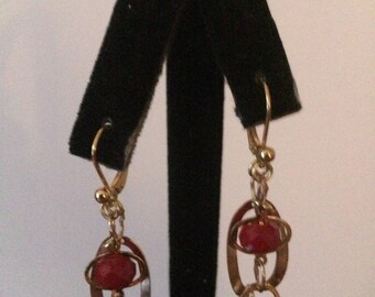 Dangling Red Bead Earrings