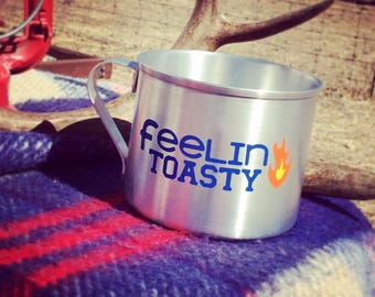 Aluminum mug with vinyl decal