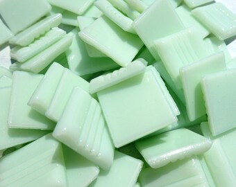 Light Green Glass Mosaic Tiles Squares - 3/4" - Half Pound of Venetian Tiles for Craft Projects and Decorations