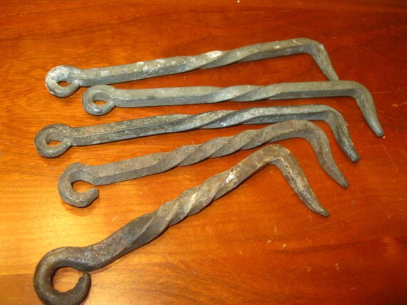 5 Iron Barn Hooks , Antique Barn Door Hooks , Antique Hooks 5 Iron Barn Hooks , Antique Barn Door Hooks , Antique Hooks , Antique Farm Hardware from circahardware on Etsy Studio - 5 Iron Barn Hooks , Antique Barn Door Hooks , Antique Hooks