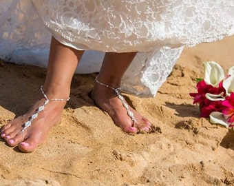 Barefoot Sandals - Pearls & Crystals, Destination Wedding, Beach Wedding sandals, Beach Bridal Shoes, Beach Wedding Shoes, Beach Sandals
