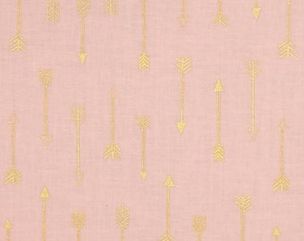 Michael Miller Arrow Flight Metallic Arrows Blush Fabric by 1 yard 100% cotton